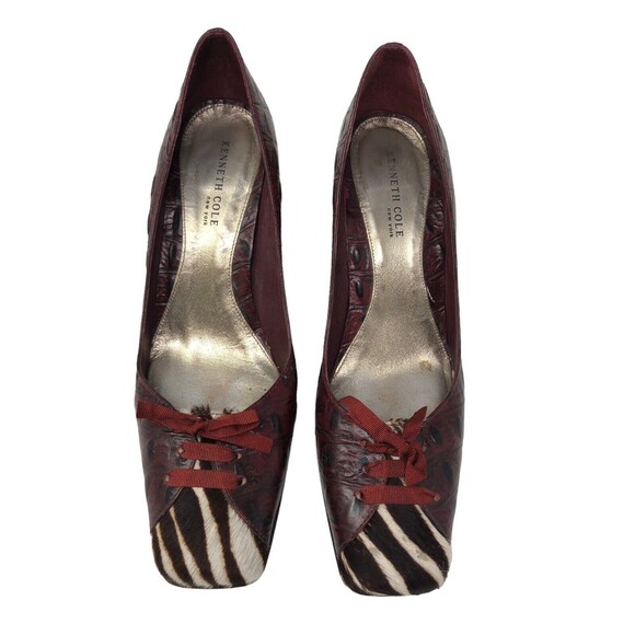 90’s Kenneth Cole Croc N Roll Square Toe Leather Pumps Heels 8M Brazil - Picture 1 of 7